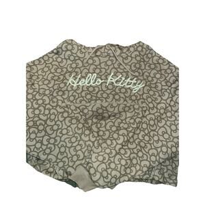 Hello Kitty Sanrio Womens XL Hoodie Sweatshirt All Over Bow Print Tan Bioworld